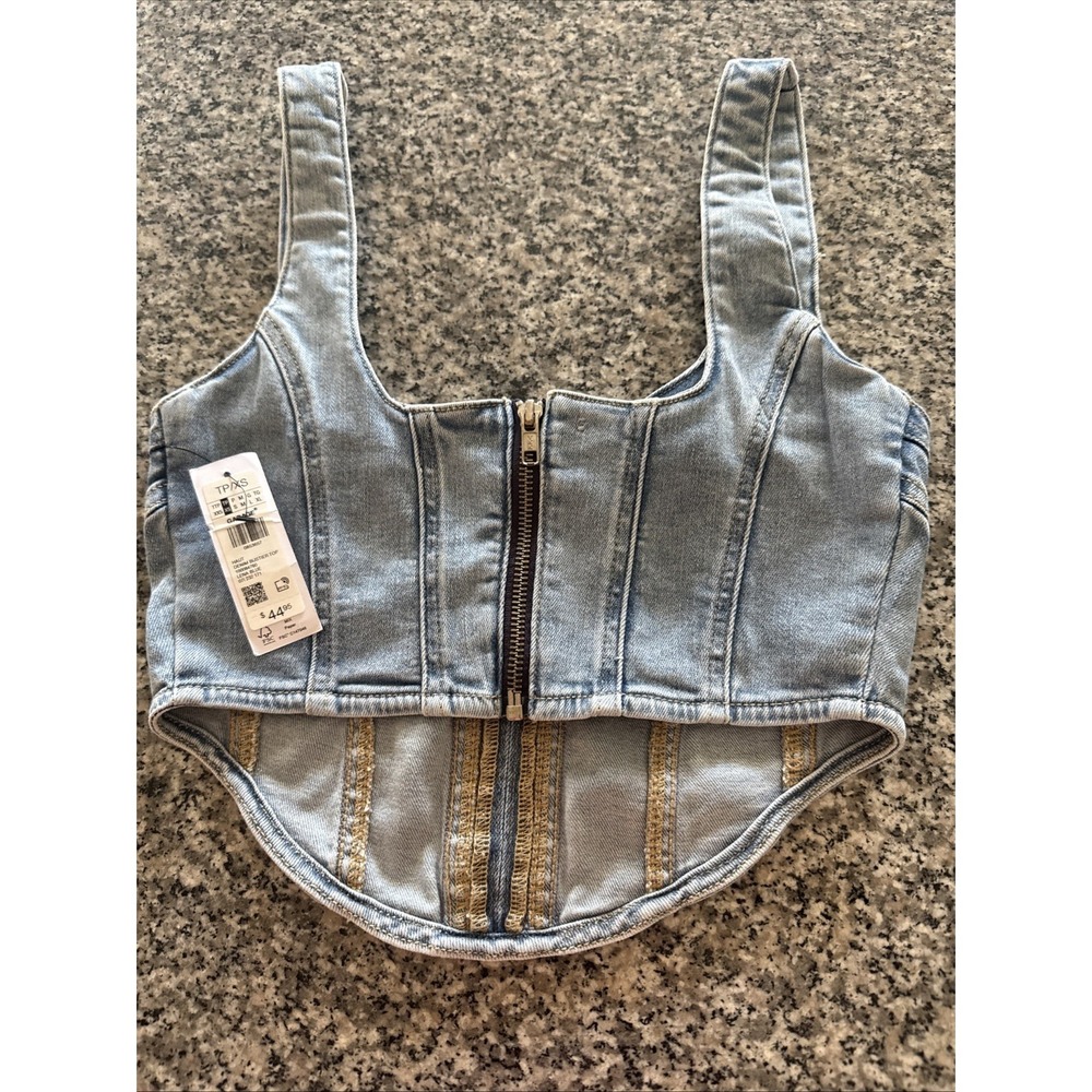 Garage Women's XS Corset Like Haut Bustier Top Denim